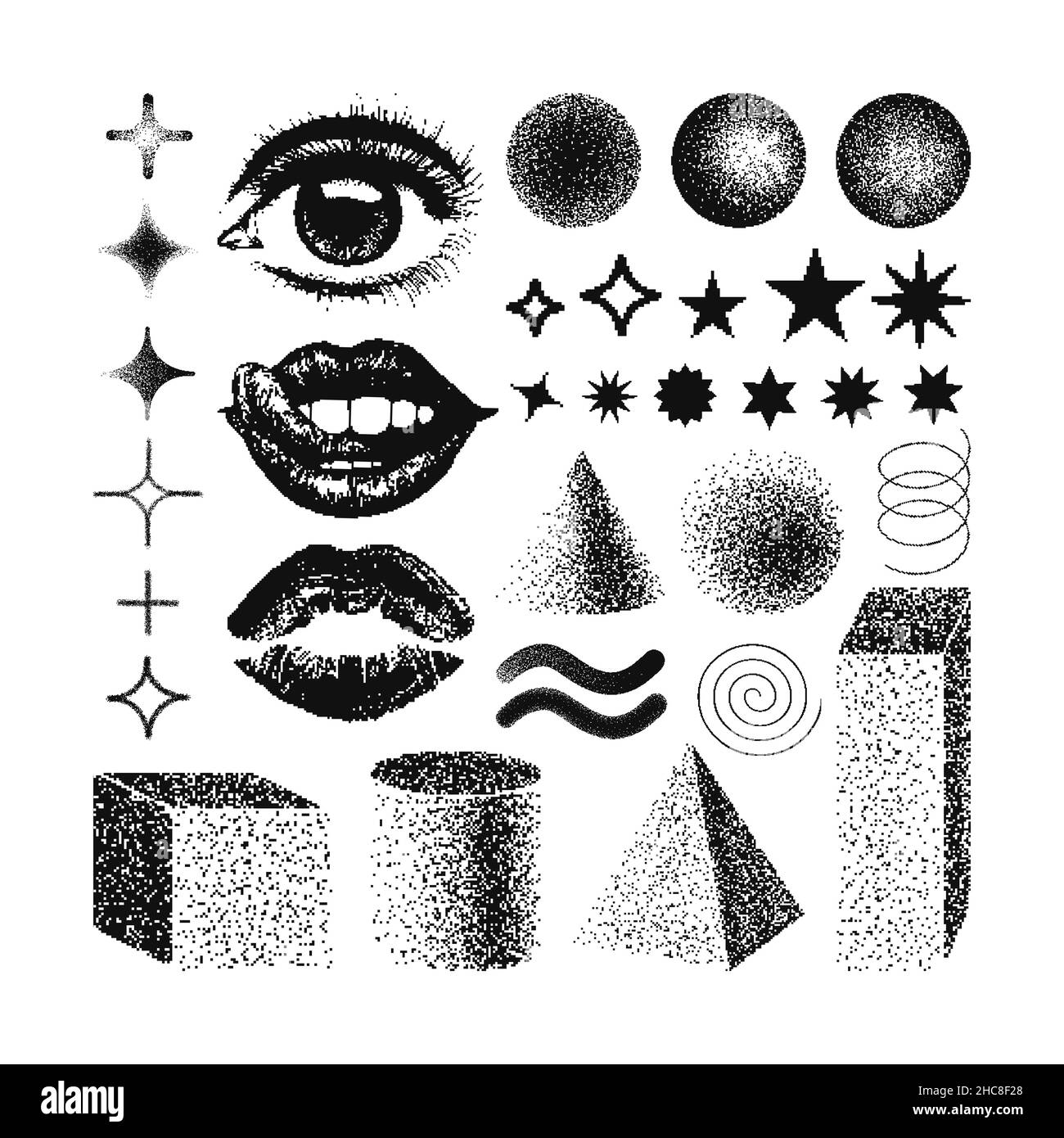 Elementi di design Vector Memphis. Illustrazione Vettoriale