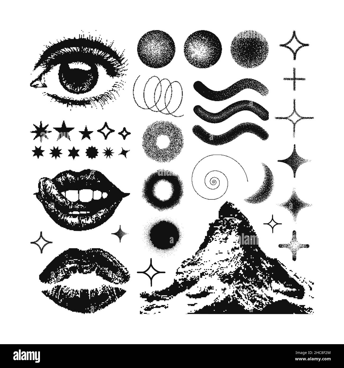 Elementi di design Vector Memphis. Illustrazione Vettoriale