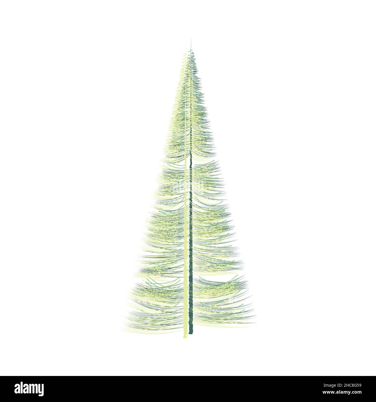 Albero doppio slanciato con corona piramidale densa. Albero di Natale o silhouette di pino isolato. Elemento di design per poster, emblema, insegna, logo, etichetta. Abst Illustrazione Vettoriale