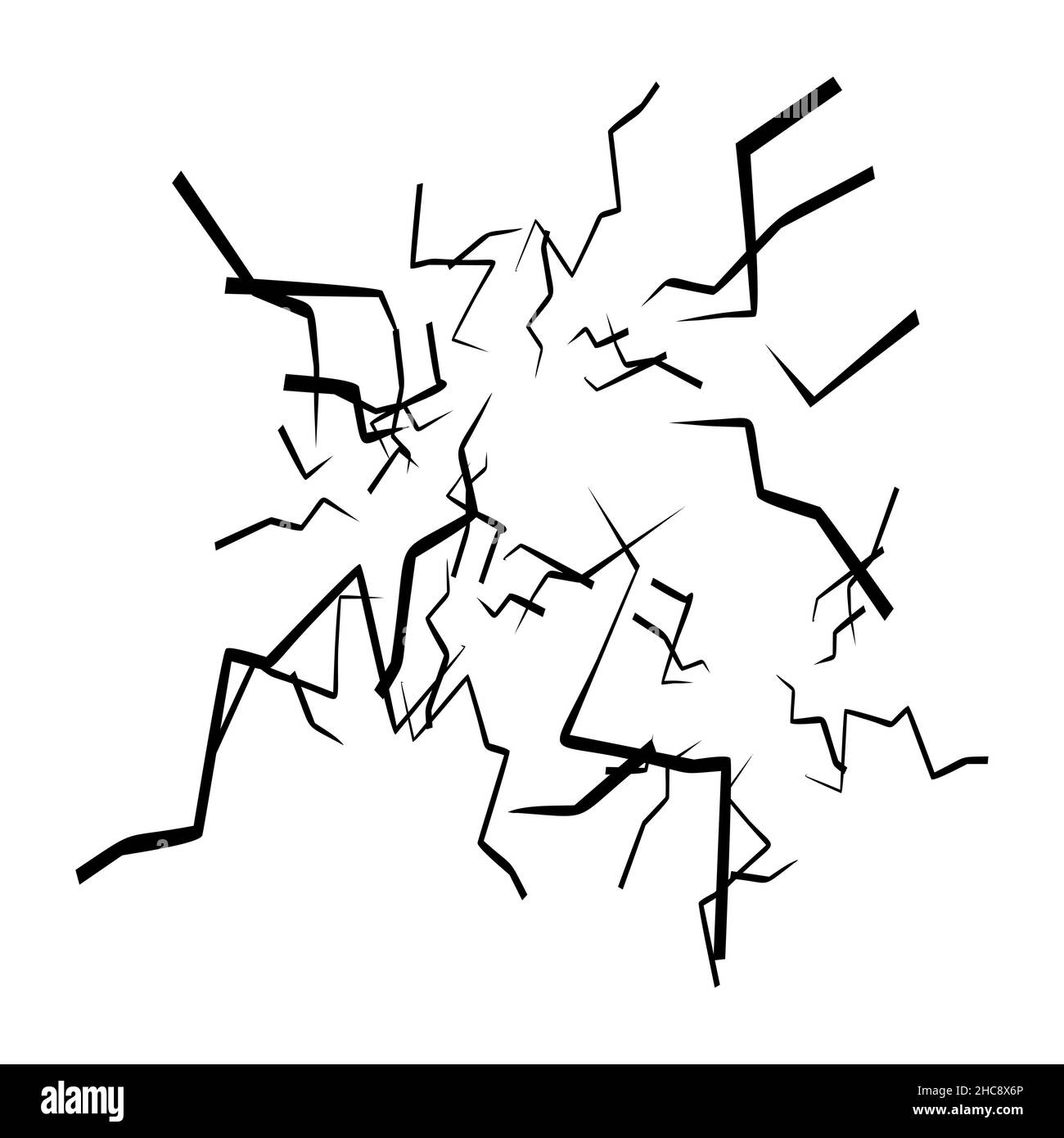 Incrinatura isolata, fessura e frattura spaccata, illustrazione del vettore di frattura Illustrazione Vettoriale