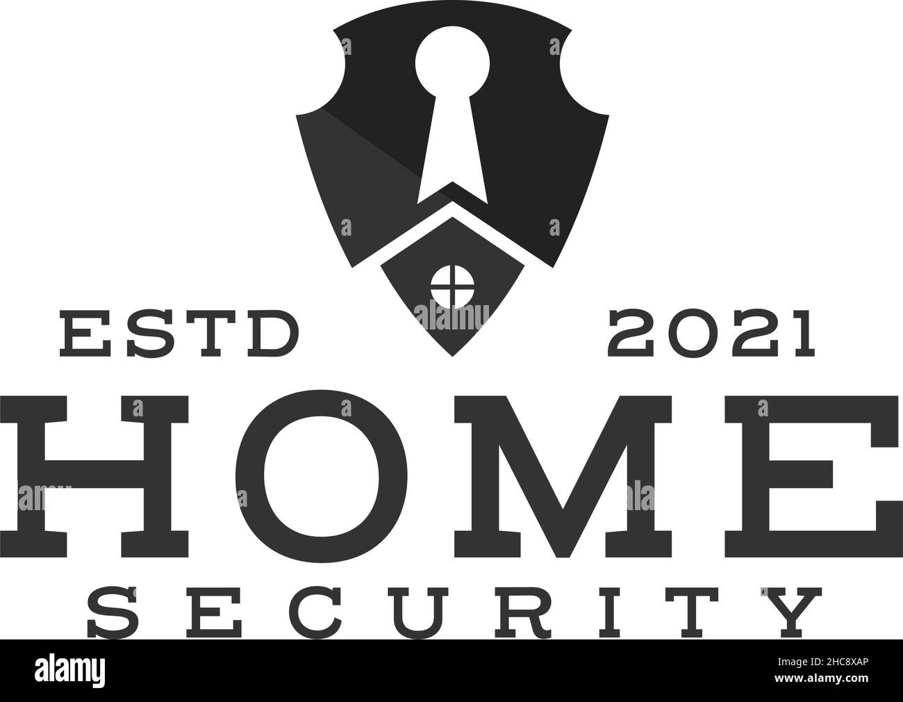 Silhouette moderna CASA DI SICUREZZA logo design Illustrazione Vettoriale