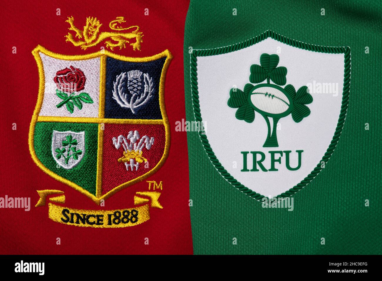 Primo piano della maglia dei Lions britannici e irlandesi e dell'Irlanda  Foto stock - Alamy