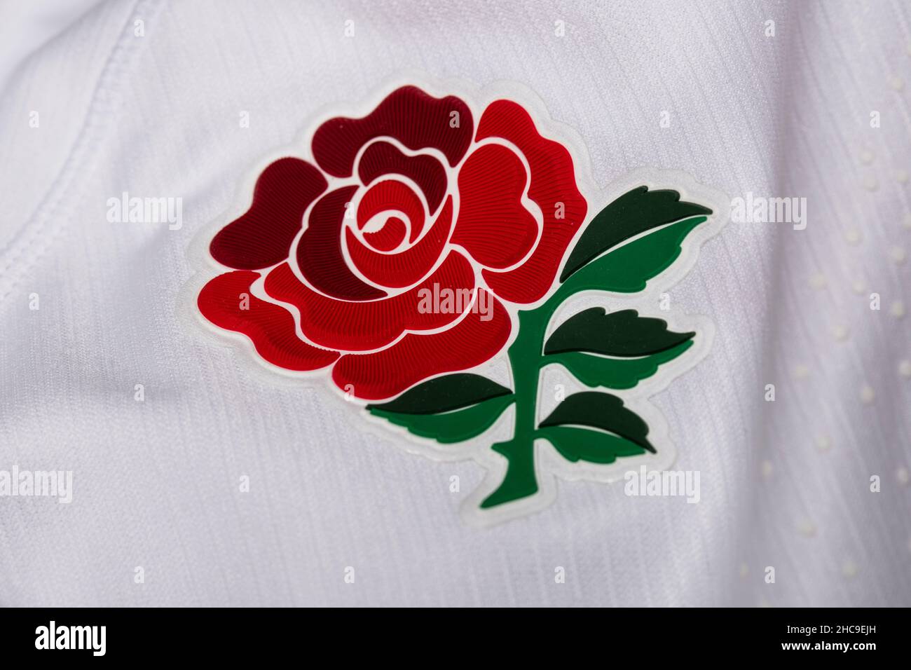 Primo piano della maglia England National Rugby Union. Foto Stock