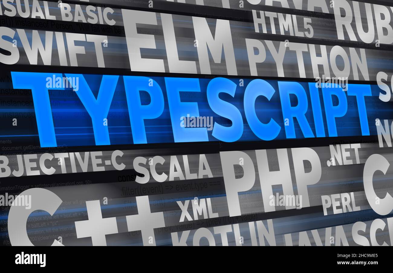 Un tema astratto colorato con frasi provenienti da vari linguaggi di programmazione e titolo Java in primo piano Foto Stock