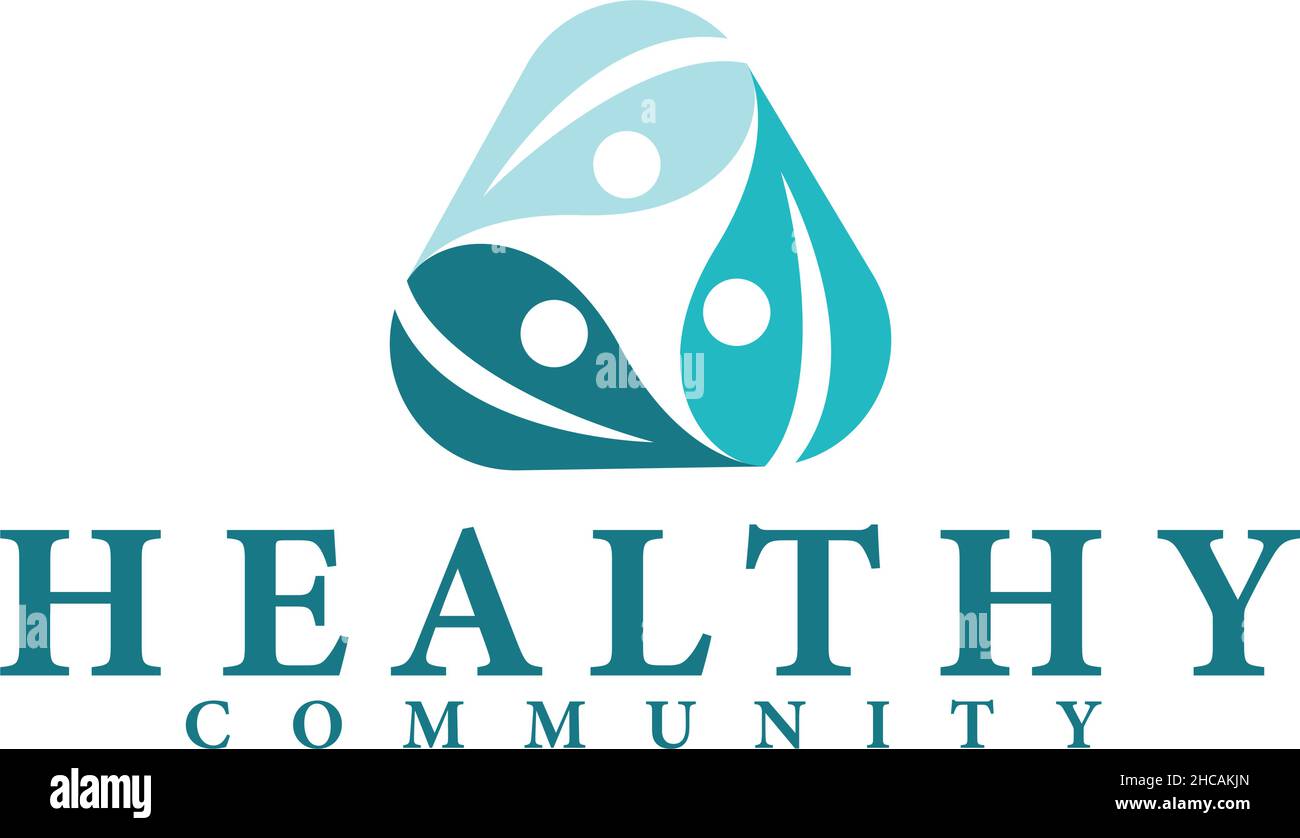 Design moderno colorato SANO COMMUNITY Care logo Illustrazione Vettoriale