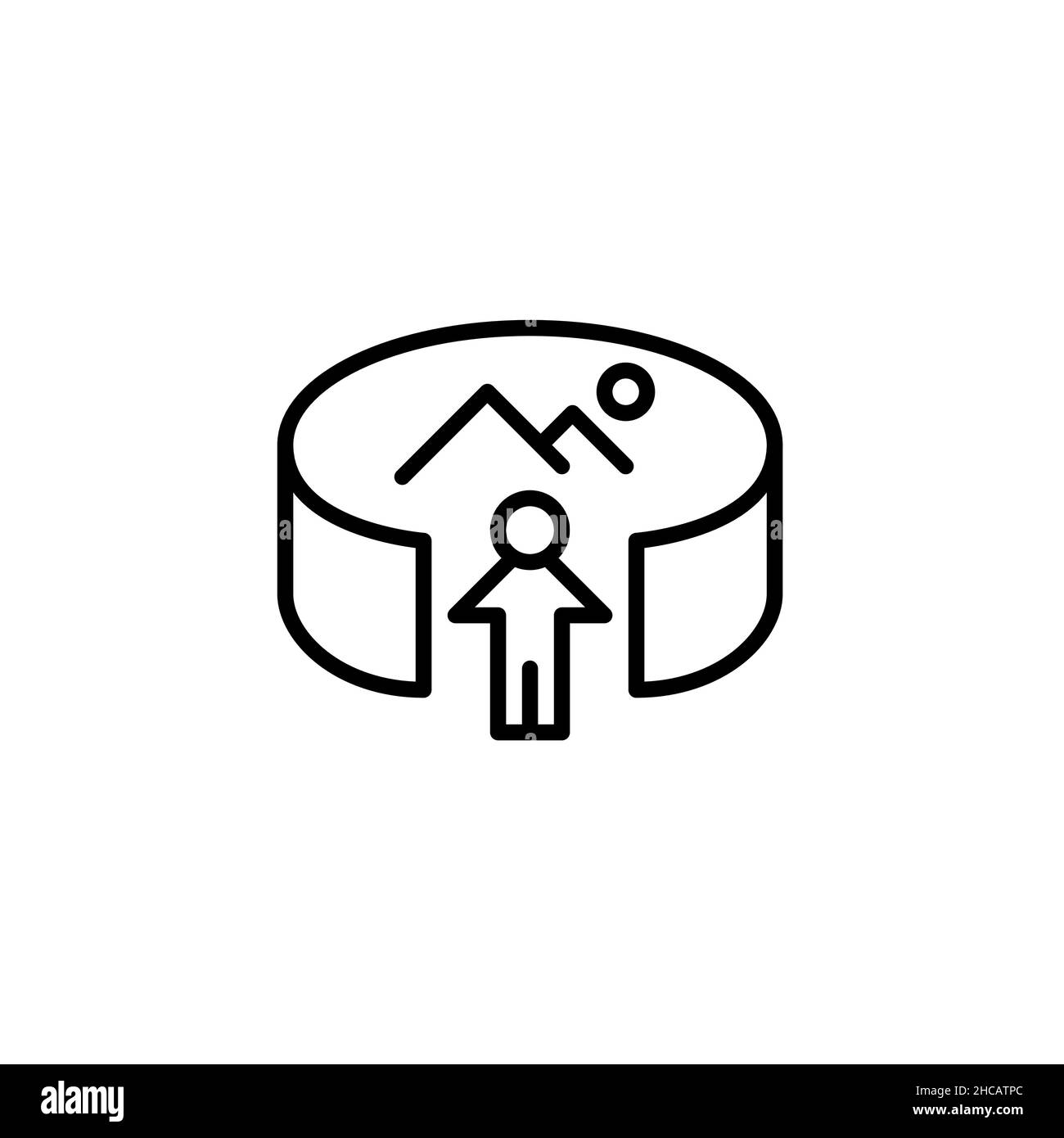 immagine panoramica a 360 gradi con immersione. Icona tratto modificabile pixel Perfect Illustrazione Vettoriale