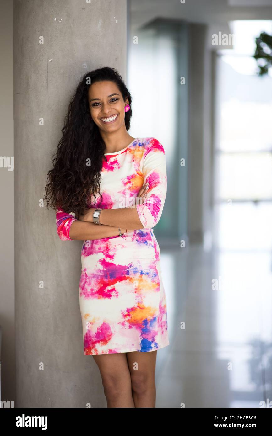 Johannesburg, Sudafrica - 25 ottobre 2013: Kriya Gangiah, personalità dei media e imprenditrice femminile Foto Stock