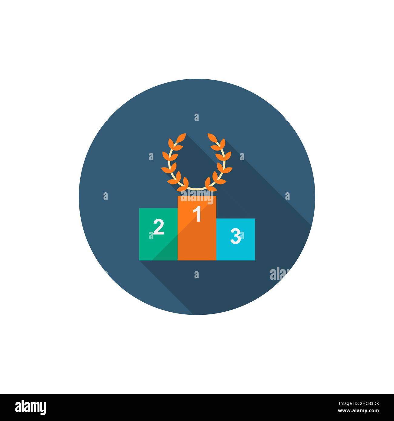 Vittoria vettore icona simbolo campioni, design piatto, ombra lunga Illustrazione Vettoriale