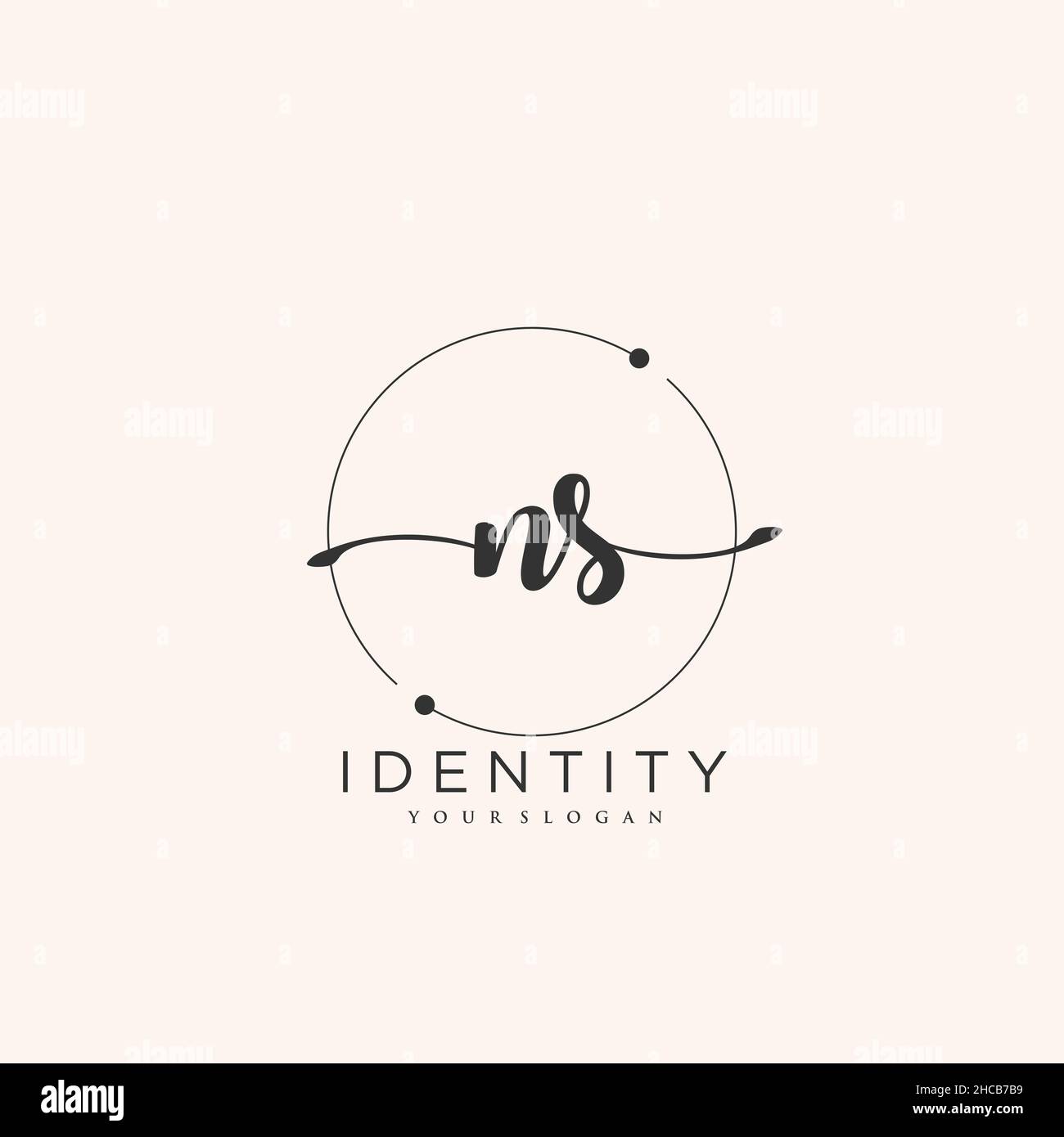 Ns disegno a mano vettore arte di firma iniziale, matrimonio, moda, gioielleria, boutique, floreale e botanica con modello creativo per qualsiasi azienda Illustrazione Vettoriale
