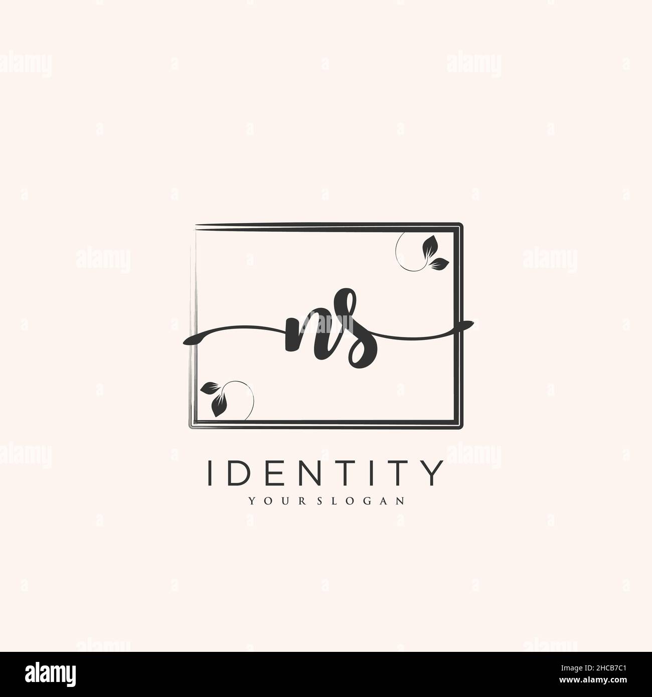 Ns disegno a mano vettore arte di firma iniziale, matrimonio, moda, gioielleria, boutique, floreale e botanica con modello creativo per qualsiasi azienda Illustrazione Vettoriale