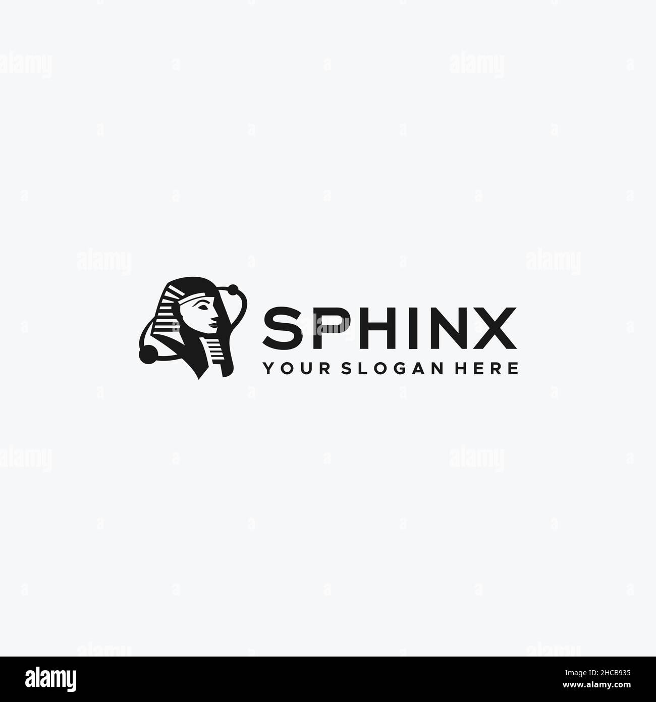 Design minimalista CON logo SPHINX silhouette Monument Illustrazione Vettoriale