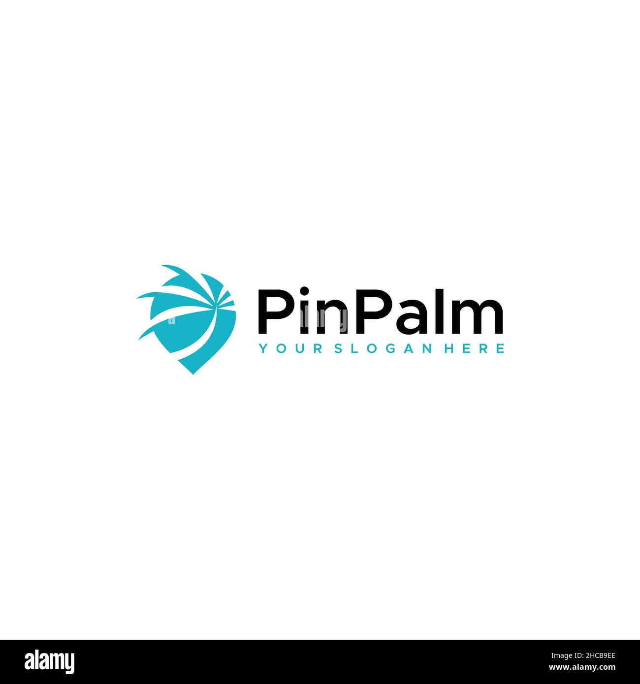 Design minimalista e colorato con logo Palm location Illustrazione Vettoriale
