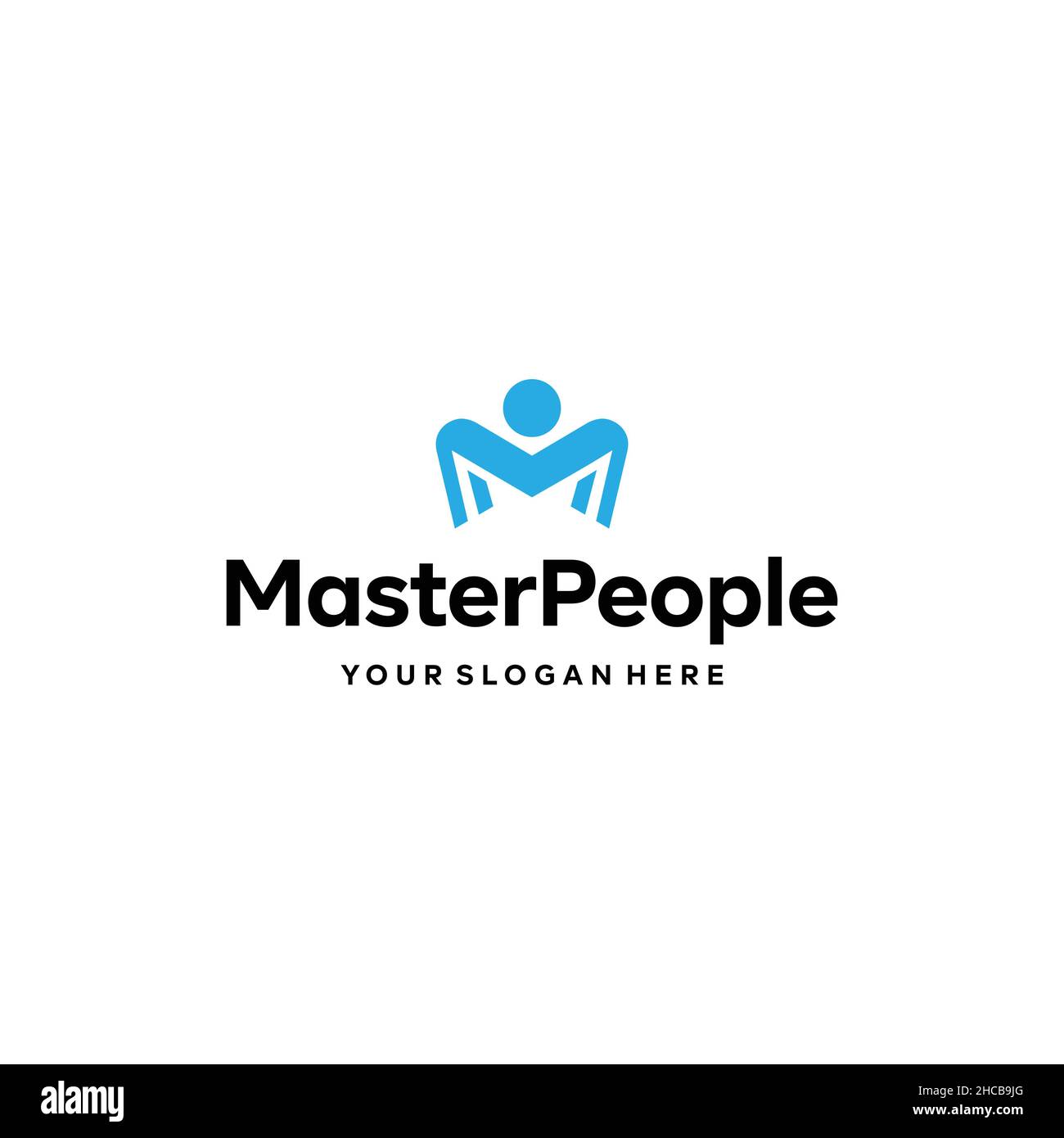 Flat Letter Mark Initial Master People Logo design Illustrazione Vettoriale
