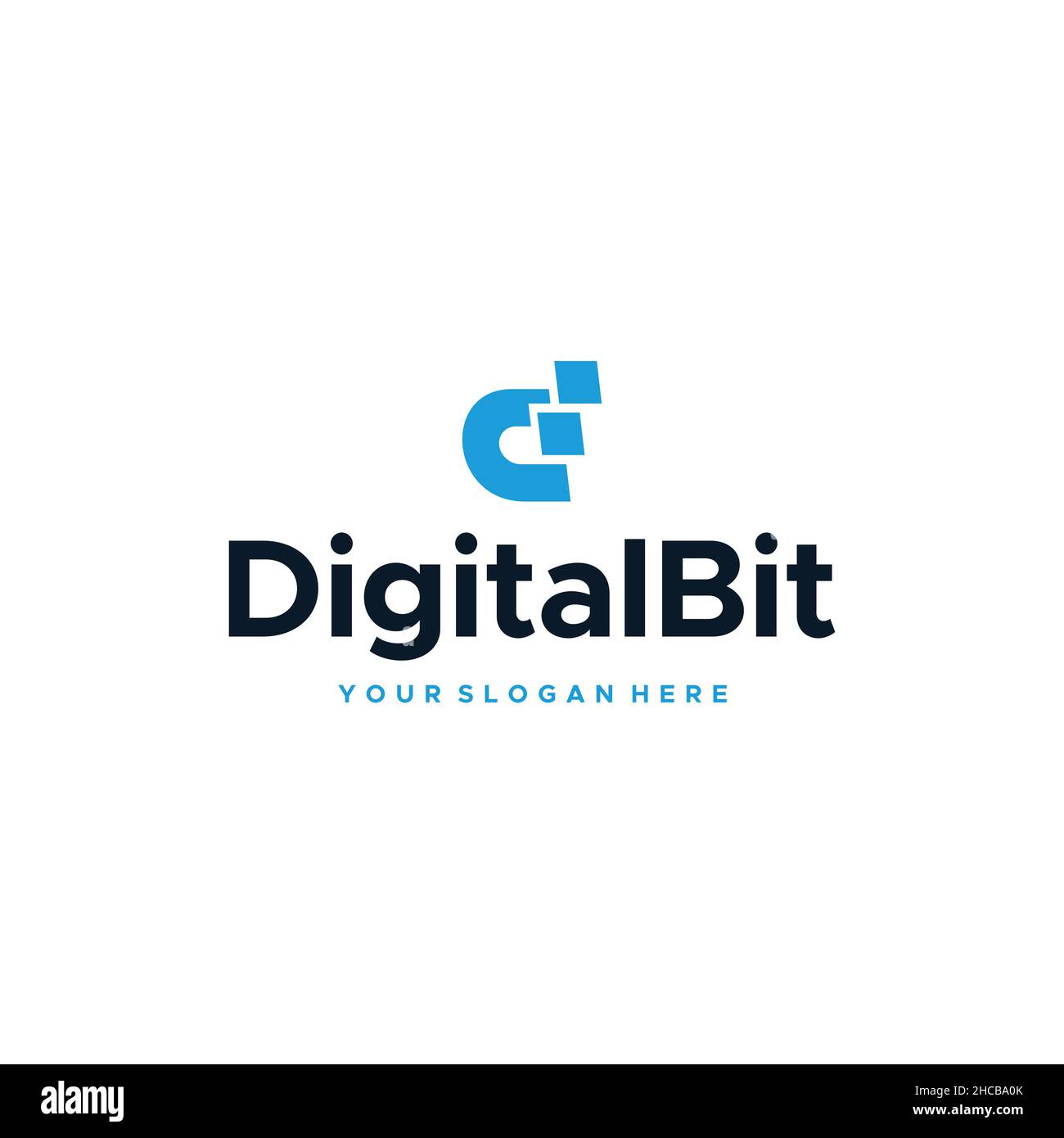 Design del logo Flat Letter Mark Initial D Digital bit Illustrazione Vettoriale