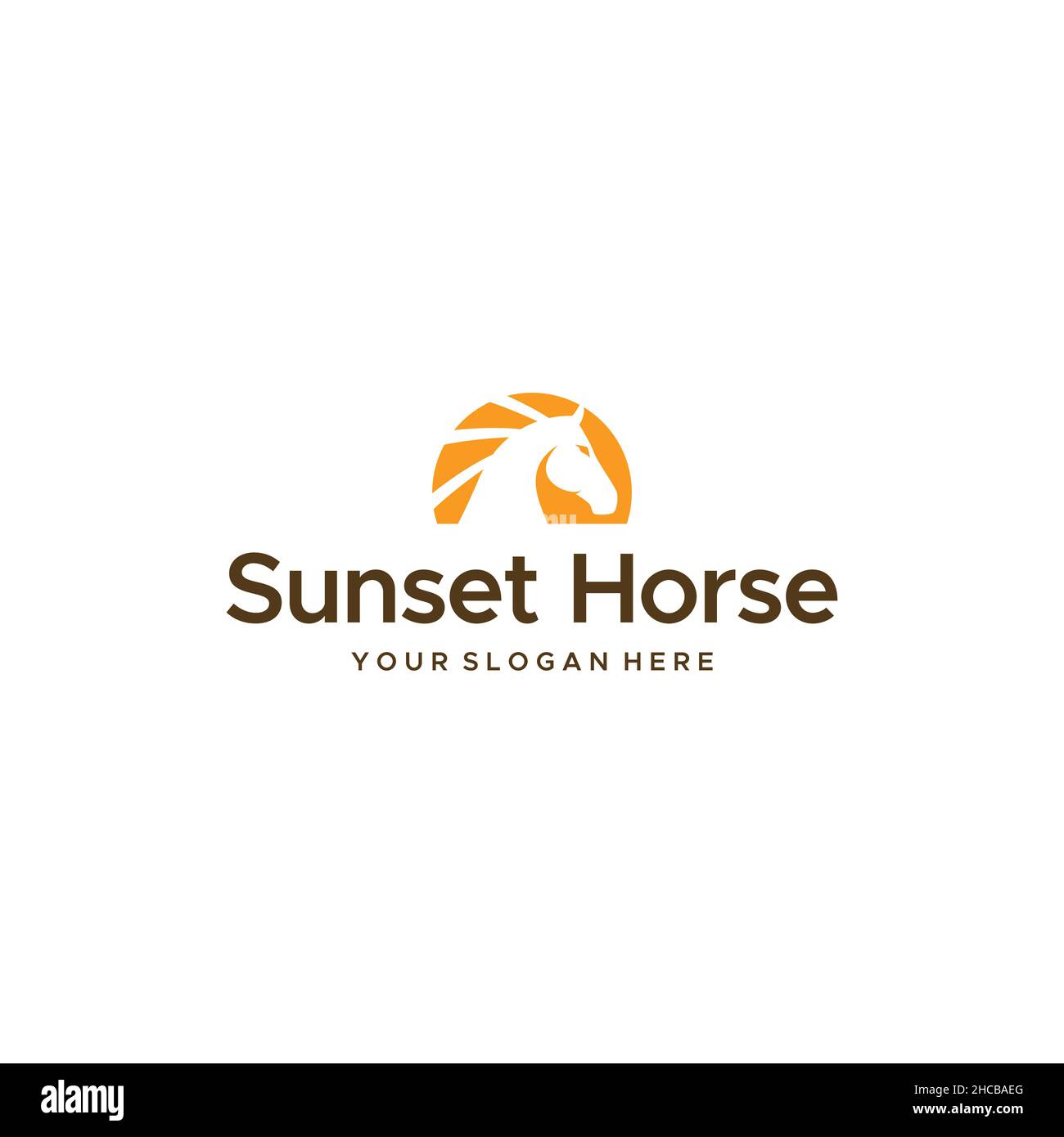 Flat Sunset Horse Animali mammiferi Logo design Illustrazione Vettoriale