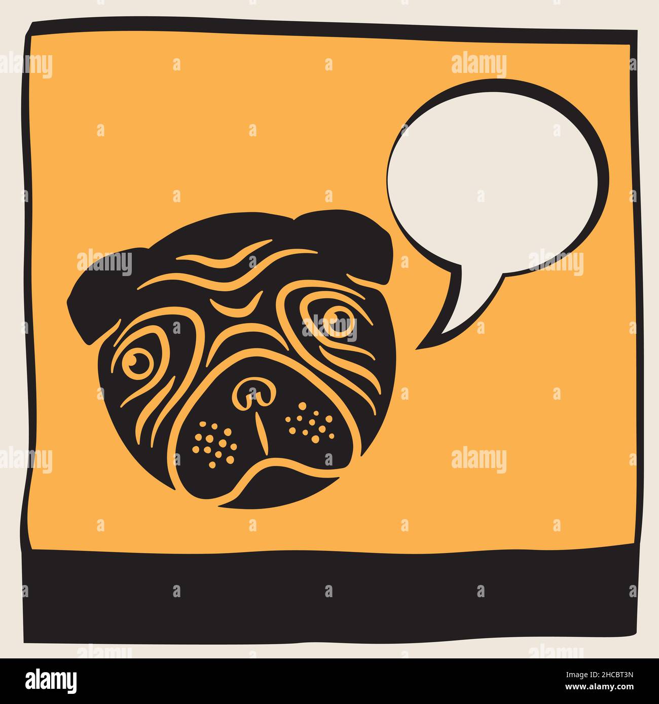 Cute little dog talk - vettore cartoon illustrazione stile Foto Stock