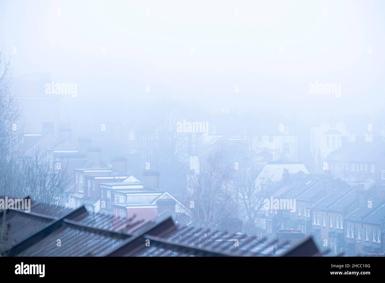 Nebbia a Londra Boxing Day 2021 Foto Stock
