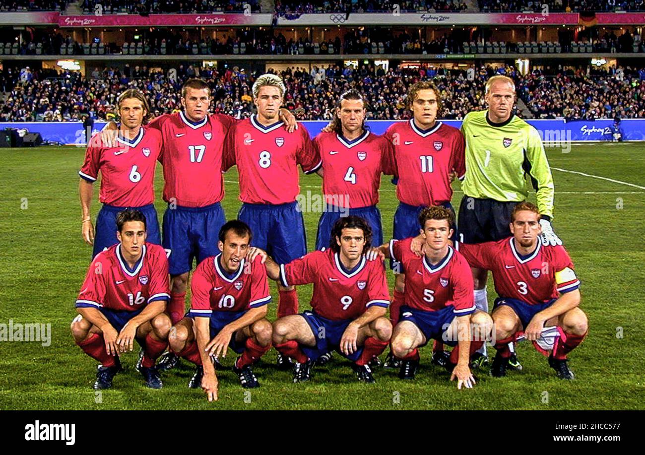 United States 2000 Olympic Games squadra di calcio all'Hindmarsh Stadium di Adelaide, Australia Foto Stock