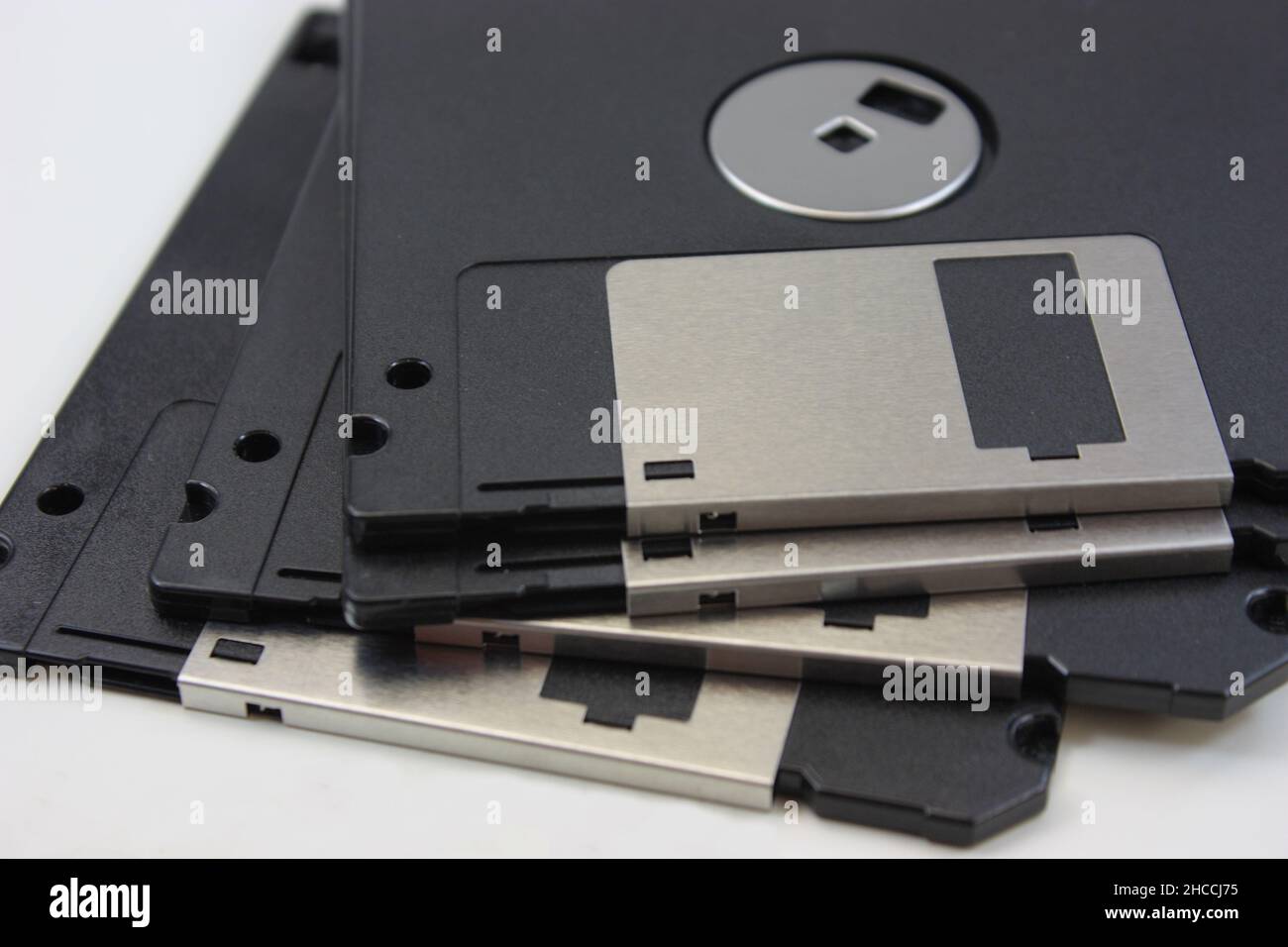 Primo piano di dischi floppy da 3,5 pollici Foto Stock