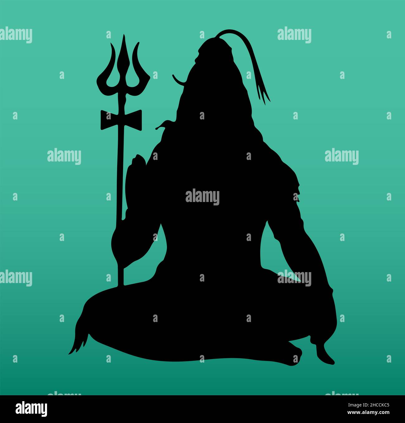 Disegno o schizzo del contorno di Lord Shiva e illustrazione modificabile della silhouette Foto Stock