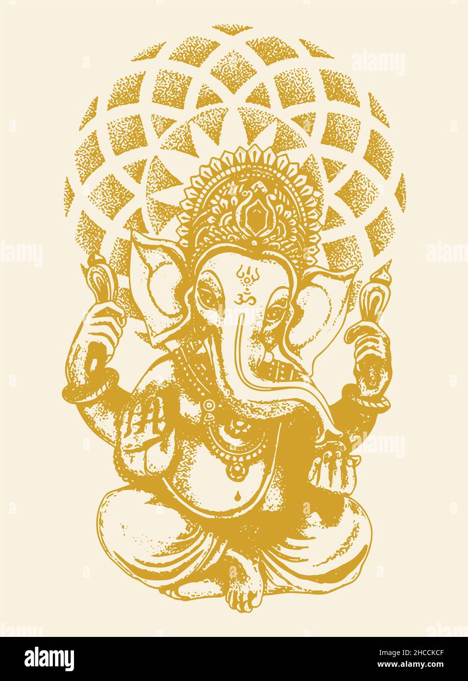 Disegno o schizzo di dio indù Signore Shiva figlio Signore Ganesha contorno illustrazione modificabile Foto Stock