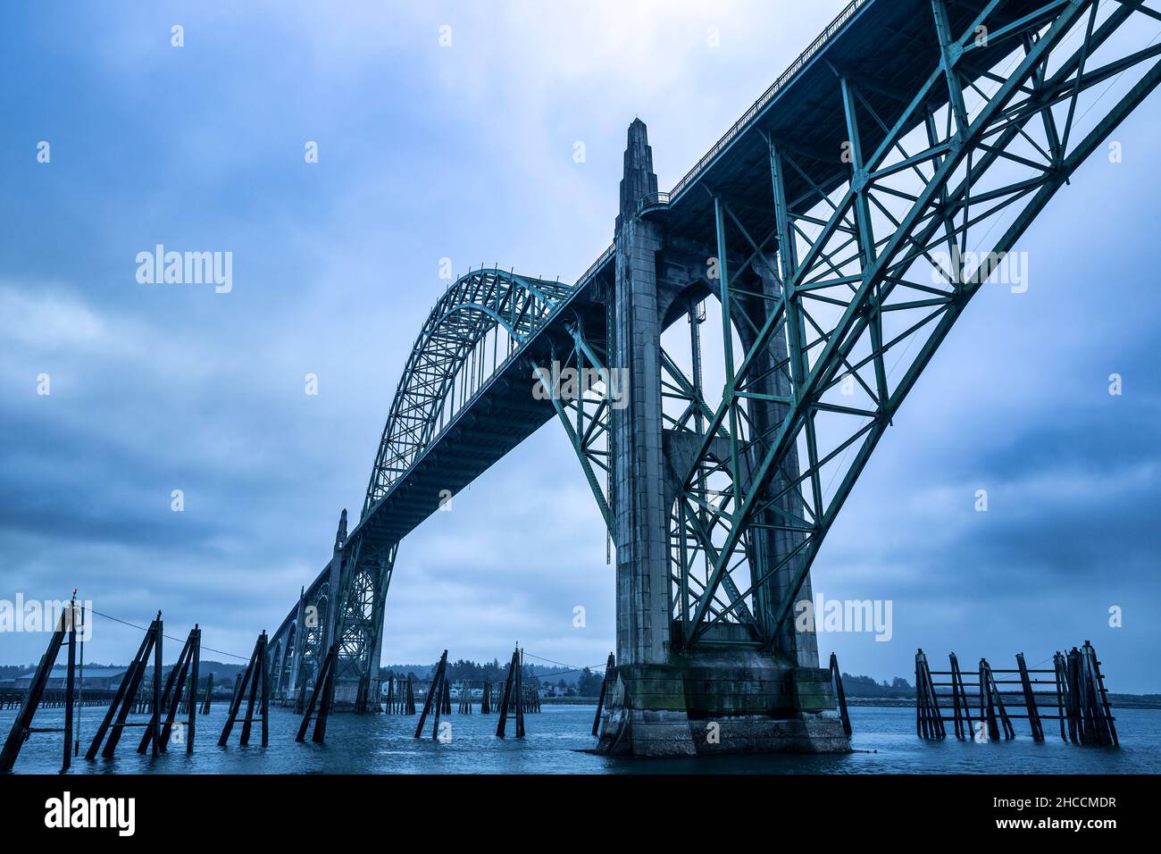 Yaquina Bay Bridge, Newport, Oregon, Stati Uniti d'America Foto Stock