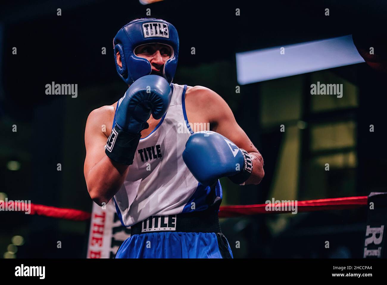 Partita di boxe amatoriale a Omaha, Nebraska, USA Foto Stock