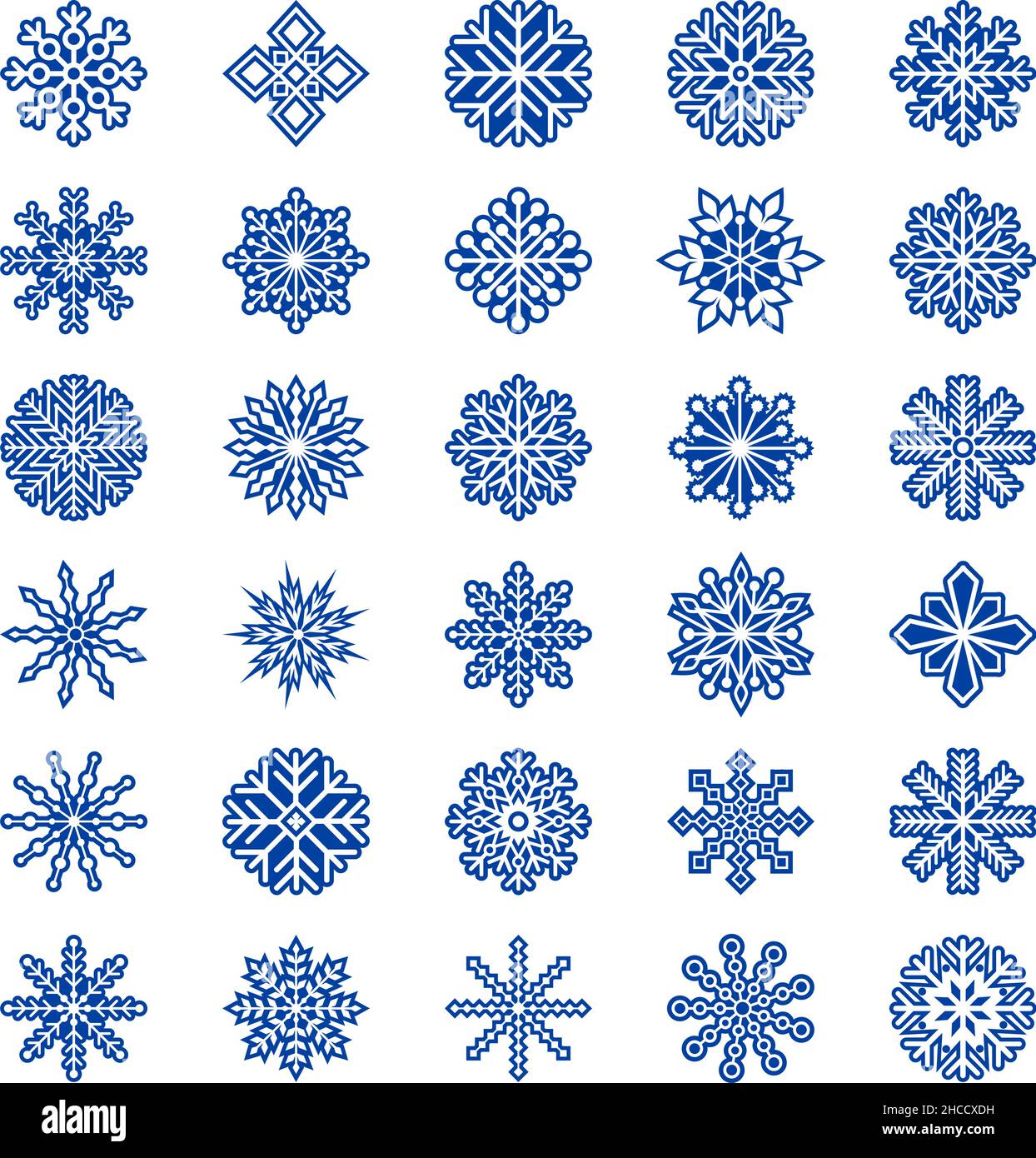 Set di fiocchi di neve, illustrazione vettoriale Illustrazione Vettoriale