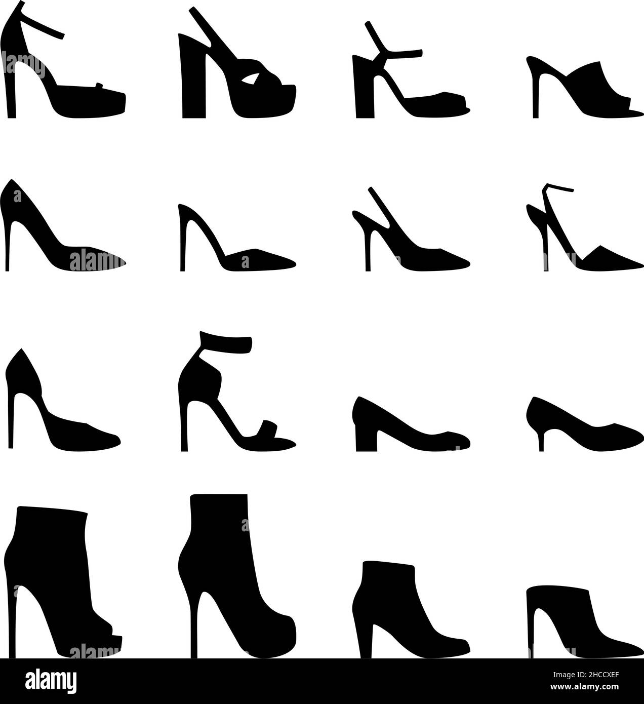 Set di scarpe da donna, illustrazione vettoriale Illustrazione Vettoriale