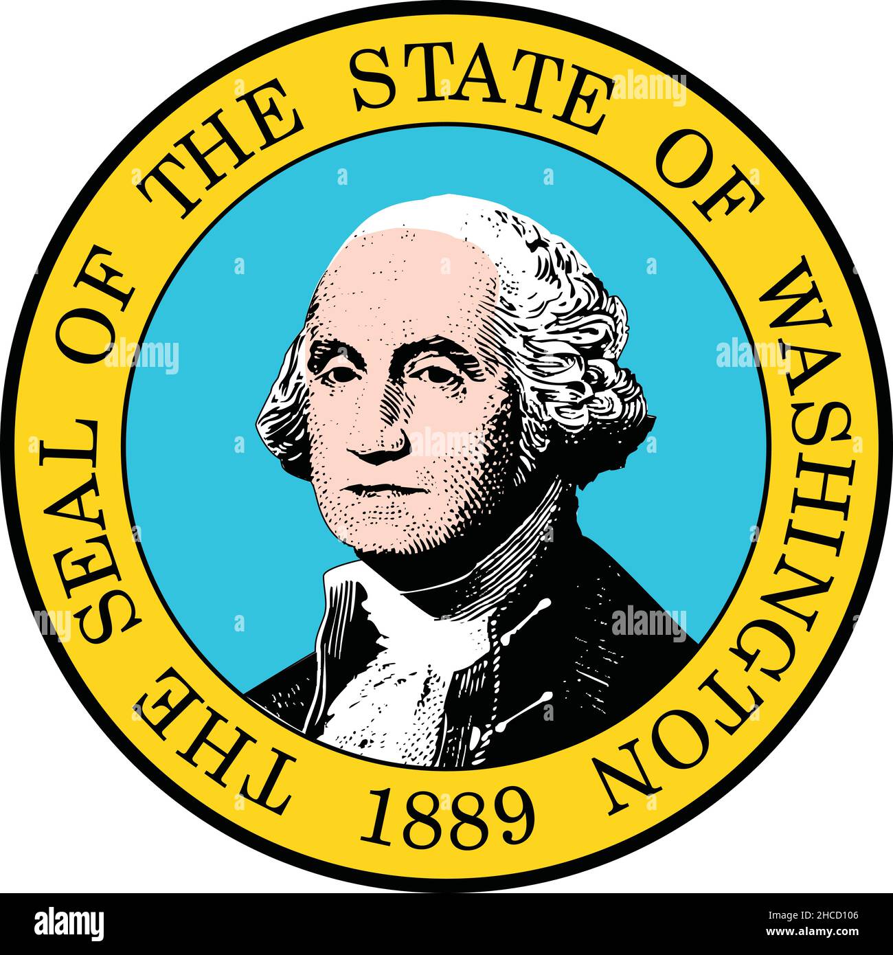 Vettore ufficiale attuale grande sigillo dello Stato federale di Washington, USA Illustrazione Vettoriale