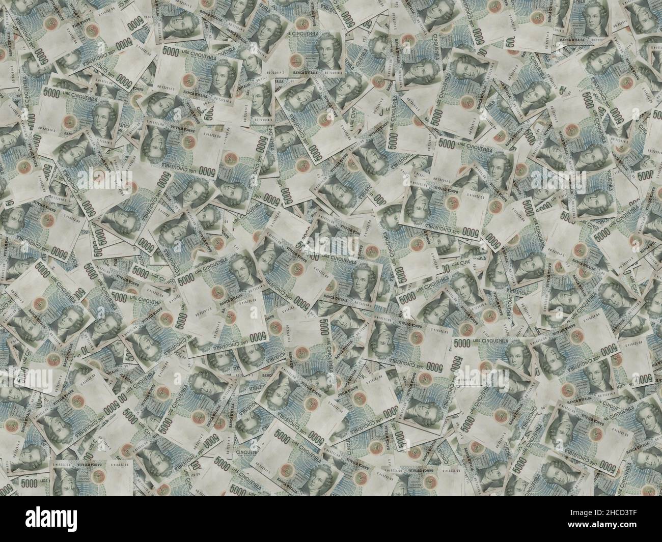 Primo piano delle banconote italiane Lira Foto Stock