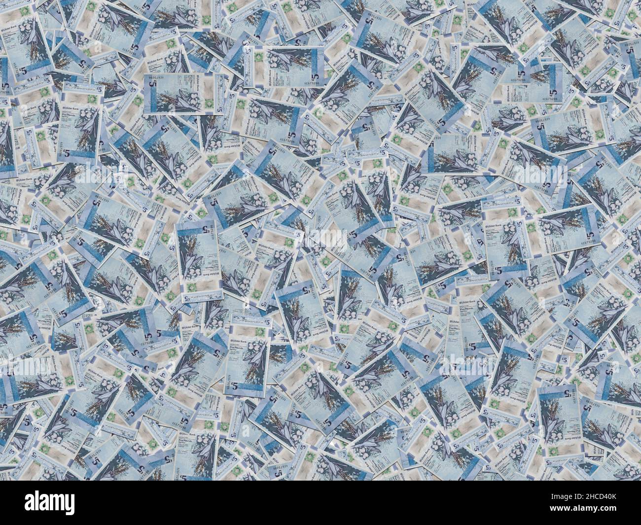 Primo piano delle banconote in sterlina dell'Irlanda del Nord Foto Stock