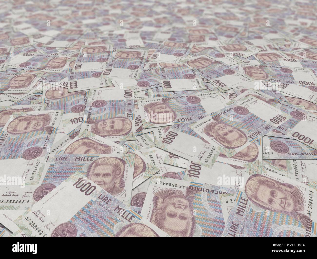 Primo piano delle banconote italiane Lira Foto Stock