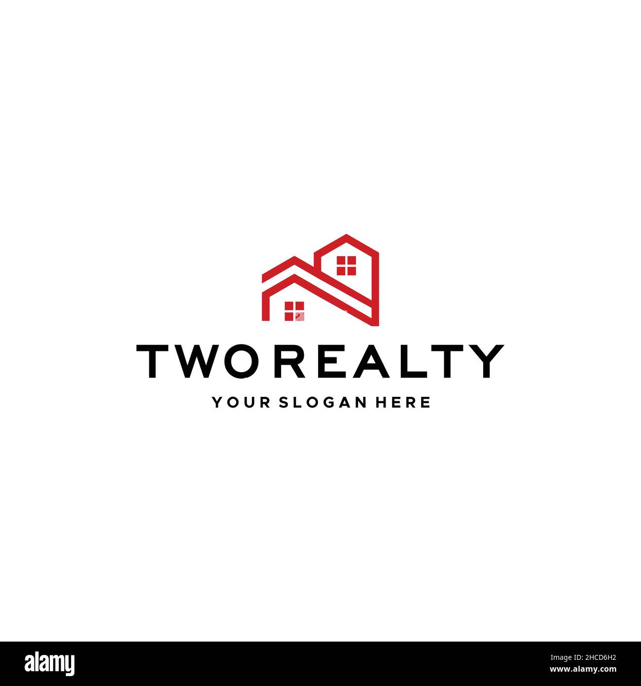 Design moderno DUE REALITY house home logo design Illustrazione Vettoriale