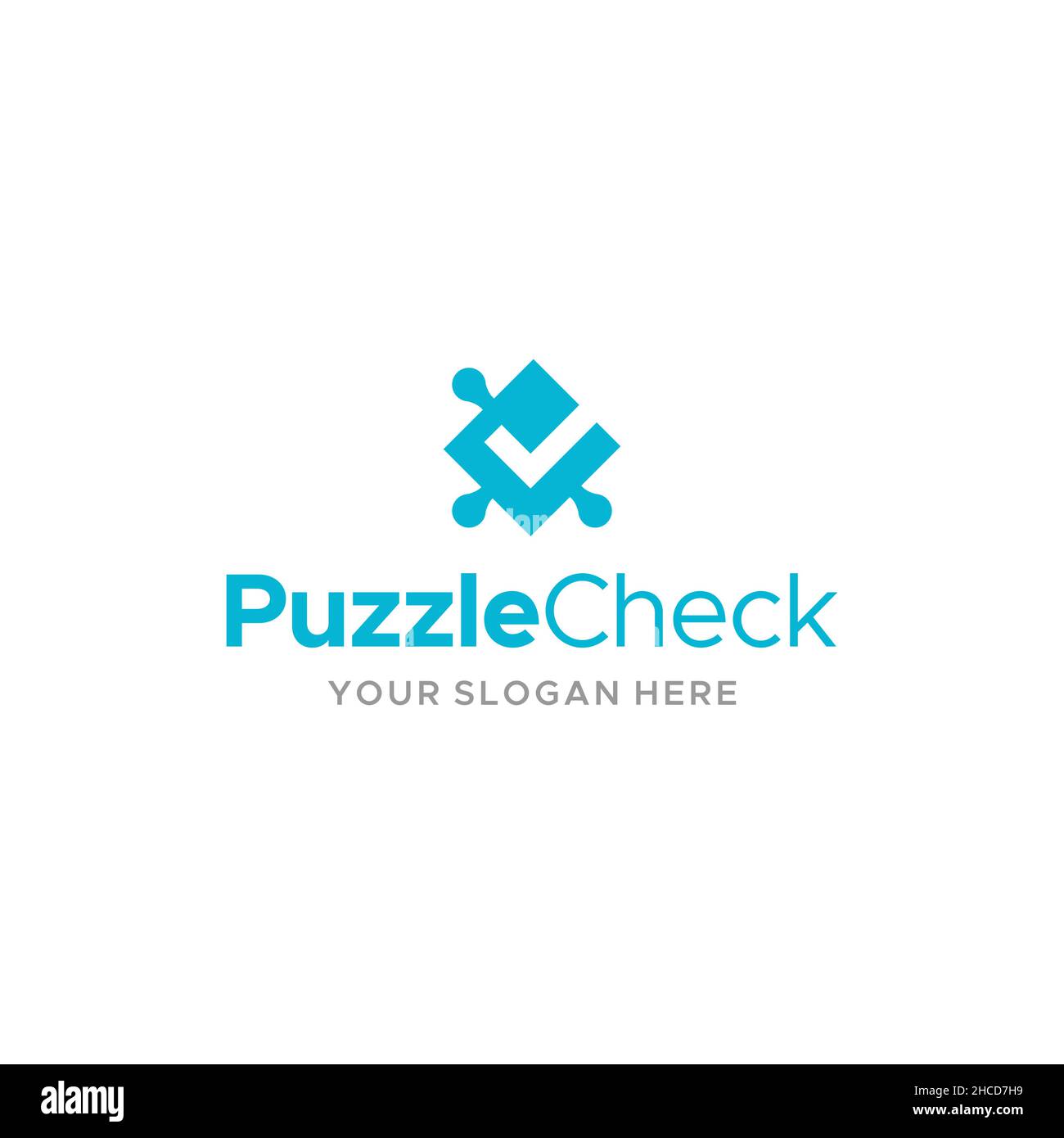 Design moderno PUZZLE CHECK design logo di controllo Illustrazione Vettoriale