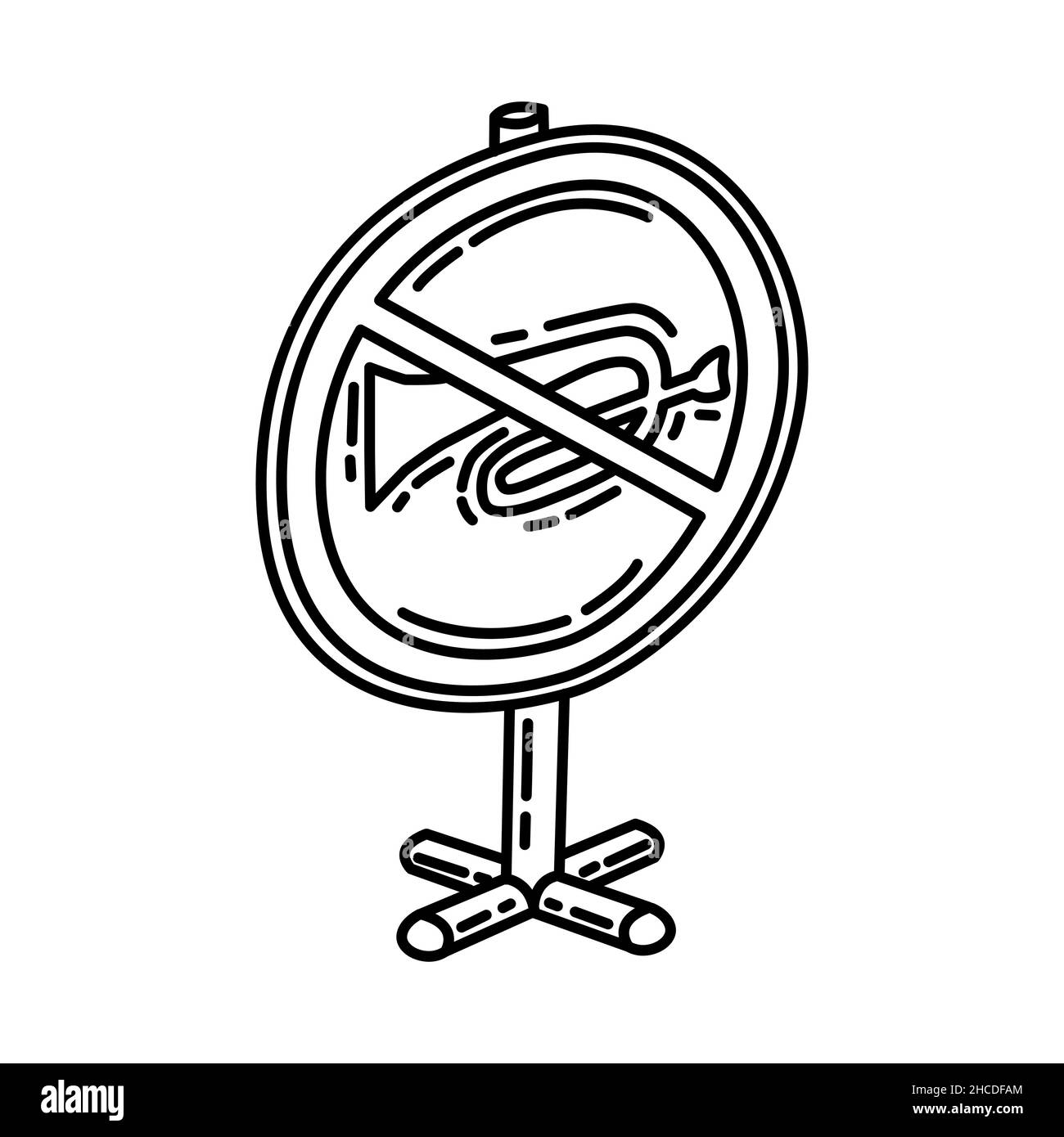 No Horn parte di Mandatory and Prohibitory Traffic Signs disegno a mano icona Set Vector. Illustrazione Vettoriale