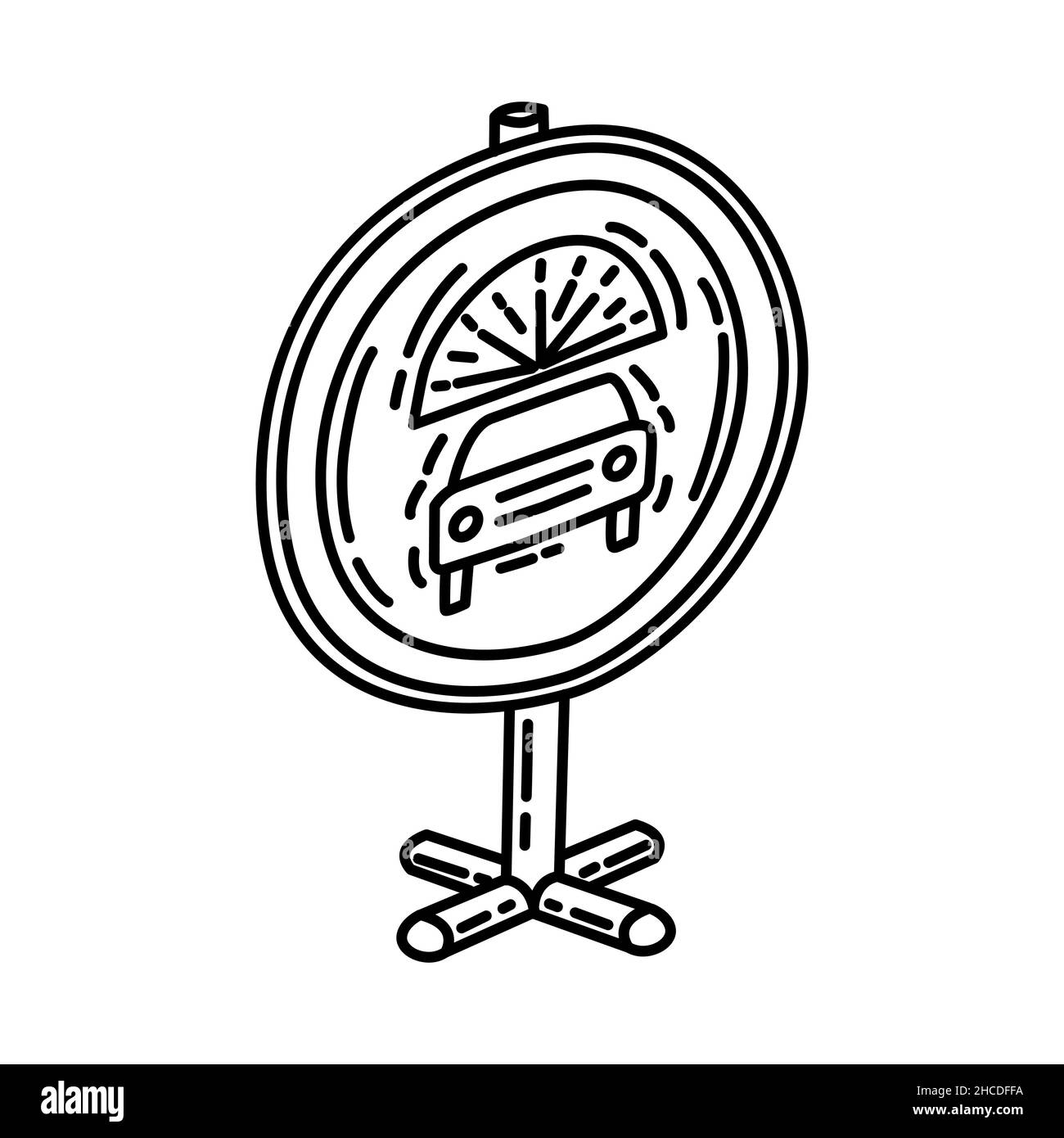 Nessun veicolo che trasporta esplosivi parte della segnaletica stradale obbligatoria e Prohibitoria Set di icone disegnate a mano Vector. Illustrazione Vettoriale