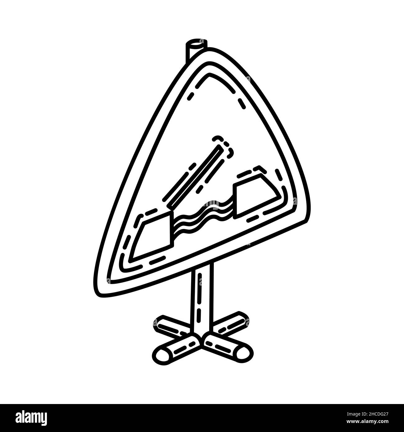 Ponte levatoio parte di Warning segnaletica stradale disegnata a mano icona set Vector. Illustrazione Vettoriale