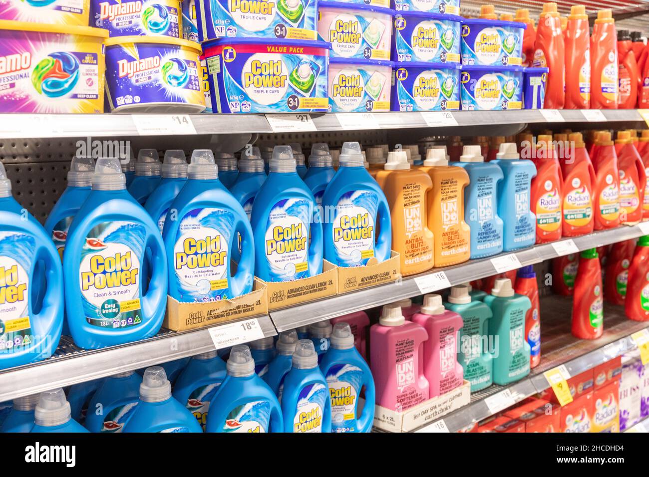 Detersivo liquido e detersivo liquido per la vendita i nan australian supermarket Foto Stock