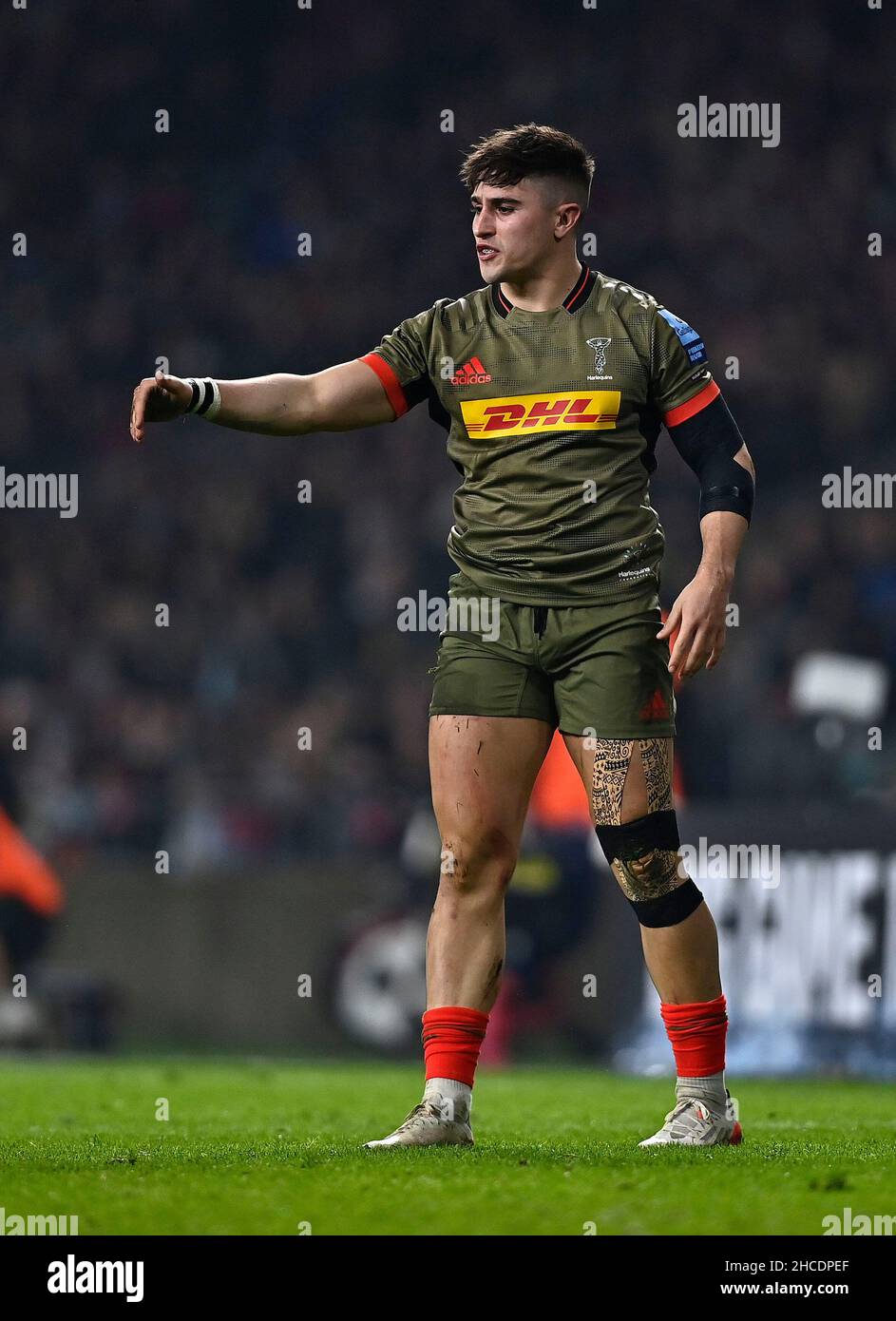 Twickenham, Regno Unito. 27th Dic 2021. Premiership Rugby. Grande gioco 13. Harlequins V Northampton Saints. Stadio di Twickenham. Twickenham. Cadan Murley (Harlequins). Credit: Sport in immagini/Alamy Live News Foto Stock