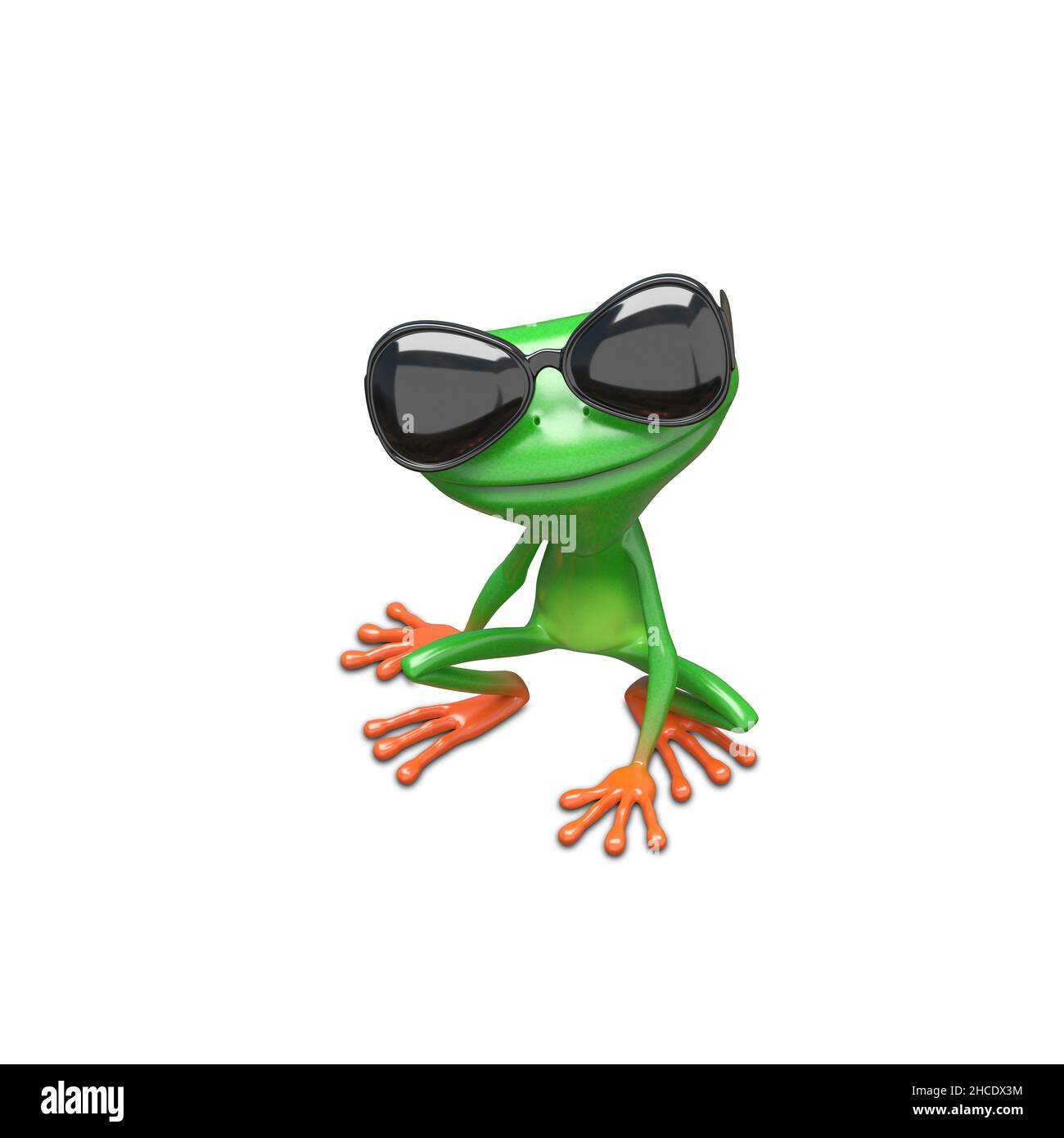 3D Illustrazione rana che indossa occhiali da sole seduti su uno sfondo  bianco Foto stock - Alamy