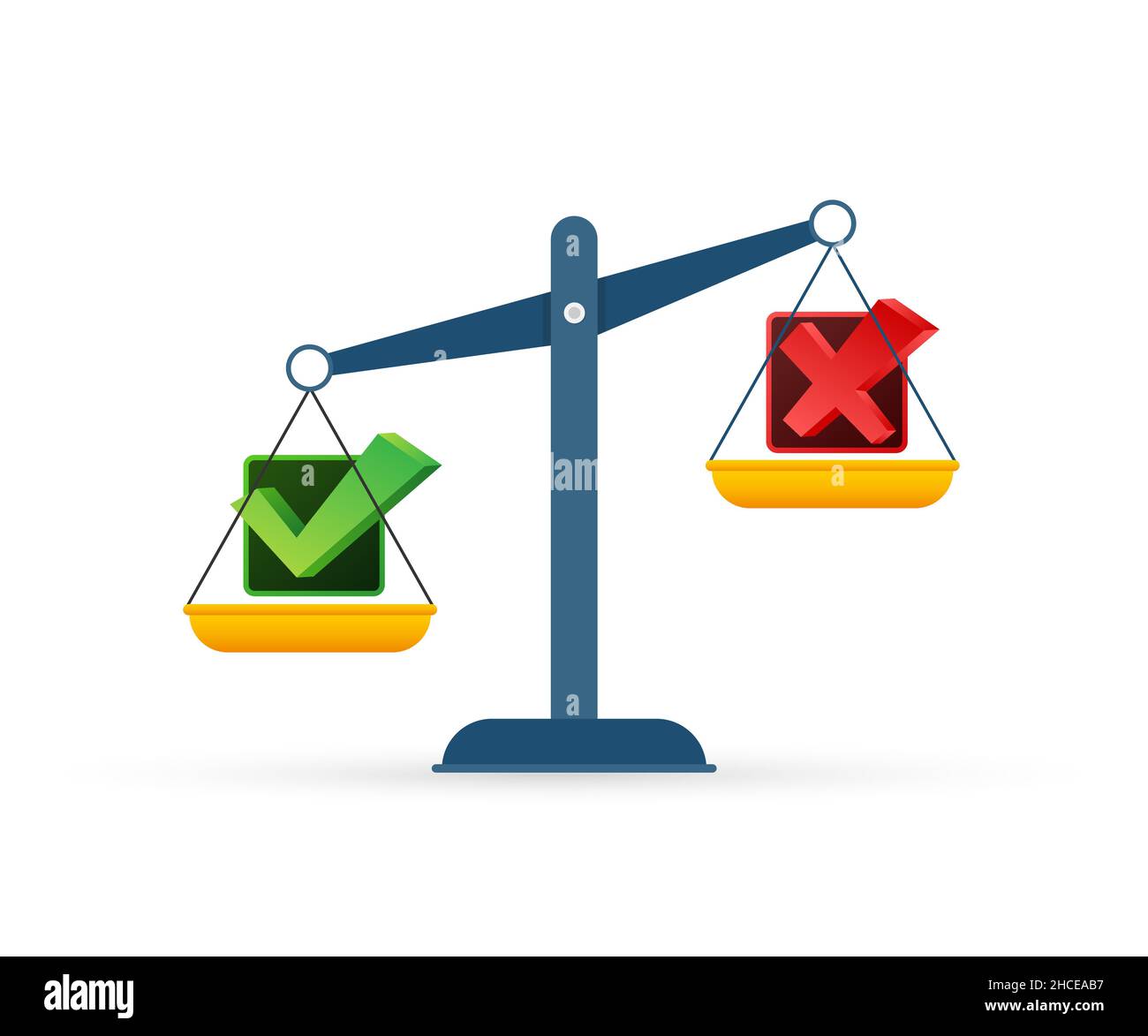 Illustrazione cartoon con scala rossa sì e no per concept design. 3d vettore. Illustrazione isometrica del vettore. Concetto aziendale. Illustrazione Vettoriale