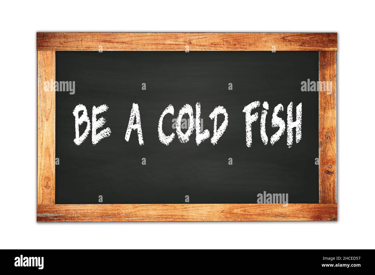 SIA Un testo FREDDO DEL PESCE scritto sul blackboard della scuola della cornice di legno nero. Foto Stock