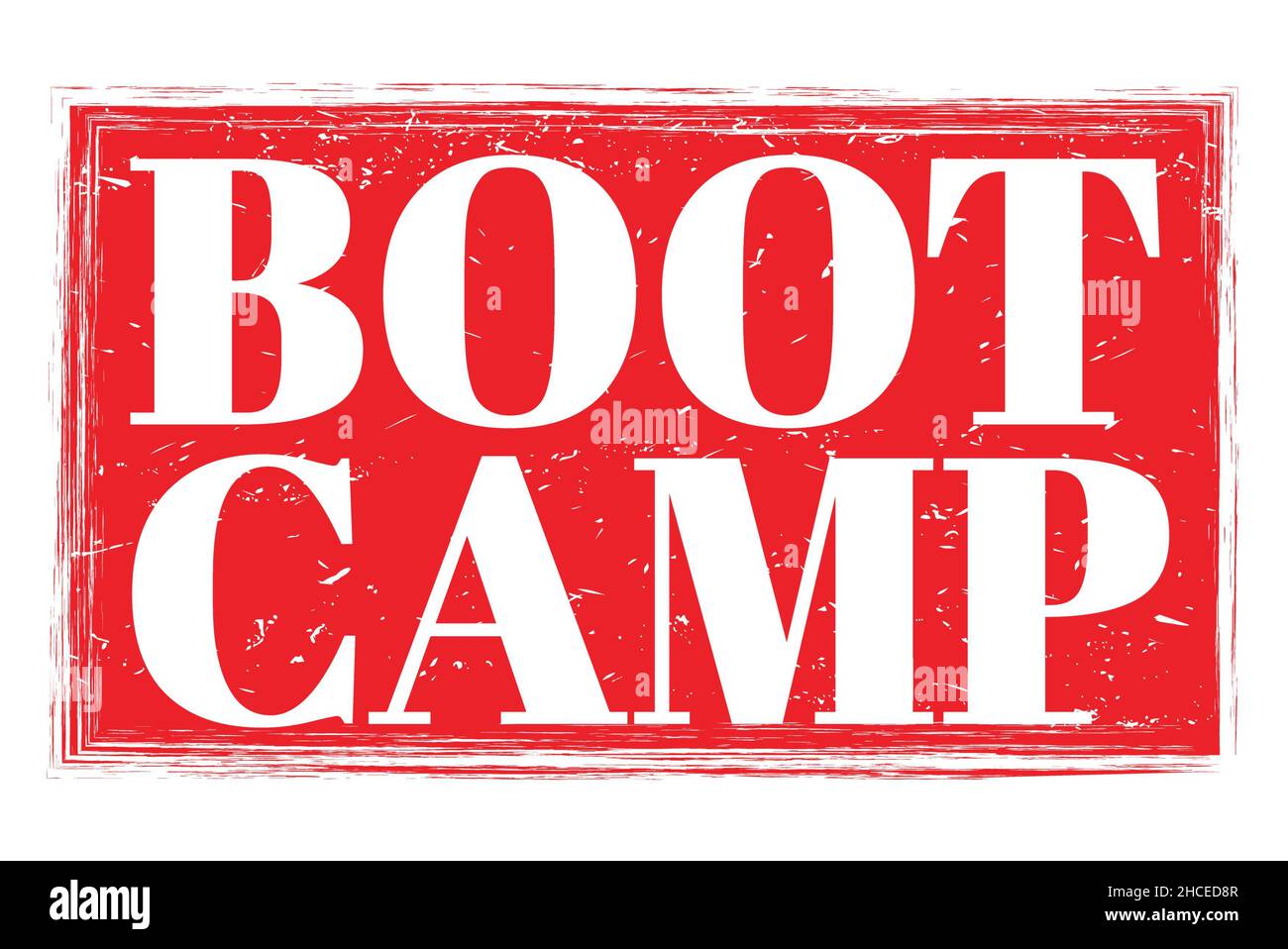 BOOT CAMP, parole scritte sul segno rosso grungy timbro Foto Stock