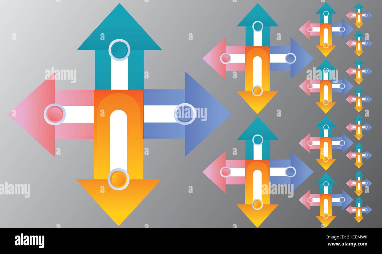 arte di varie frecce su sfondo astratto Illustrazione Vettoriale