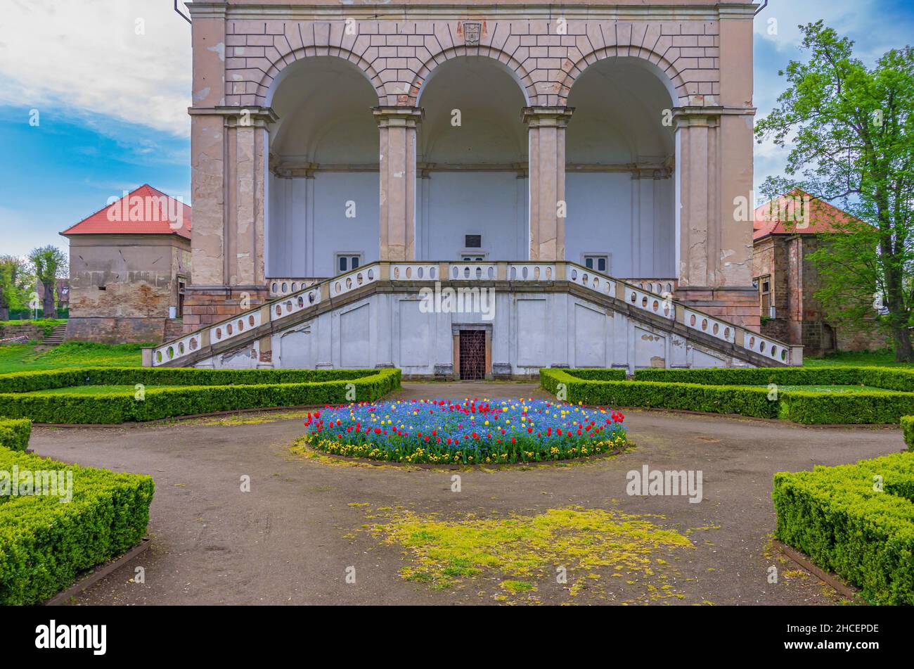 Wallenstein Loggia in Libosad Park, Valdice fuori Jicin, il Paradiso Boemo (Cesky Raj), Kralovehradecky kraj, Repubblica Ceca. Foto Stock