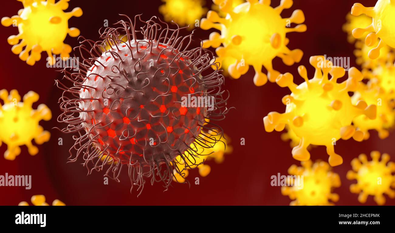 Coronavirus all'interno del corpo umano - epidemia di influenza o coronavirus influenza Foto Stock