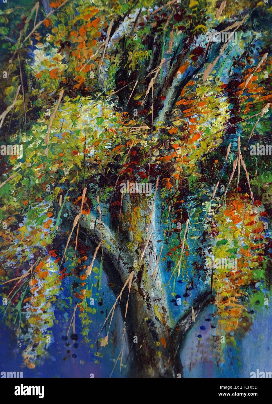 Arte pittura disegno a mano olio colore fiori Foto Stock
