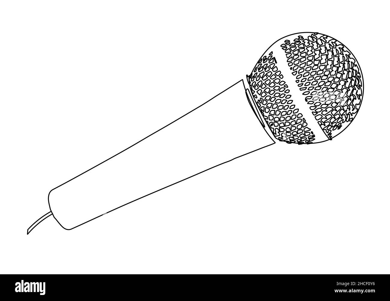 Un palco o un microfono di registrazione in linea che si disegna su uno sfondo bianco Foto Stock