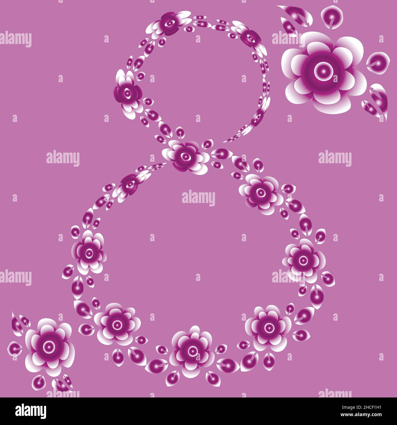 Il numero otto dei colori monocromatici stilizzati su sfondo quadrato -  Happy March 8, International Women Day. Elemento di design di libri,  notebook Immagine e Vettoriale - Alamy